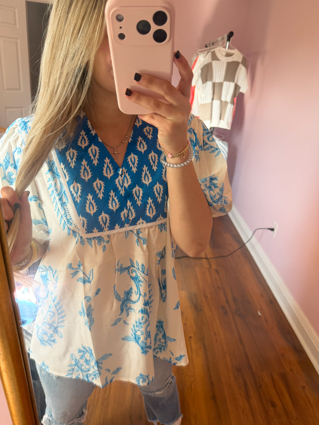 BUTTON BLUE TOP