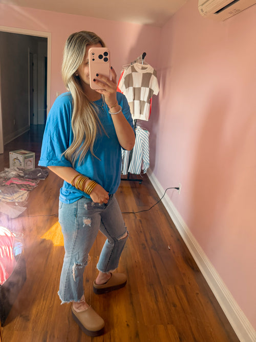 BLUE STRETCHY TOP
